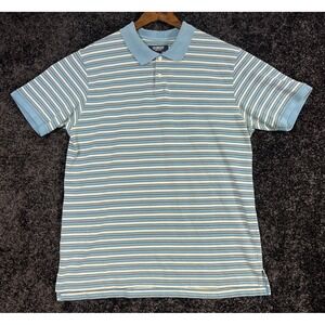 Vintage OshKosh Striped Polo‎ Shirt Short Sleeve Mens Size Light Blue